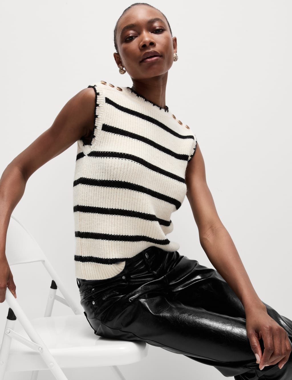 Leather Look Straight Leg Ankle Grazer Trousers M S Collection M S