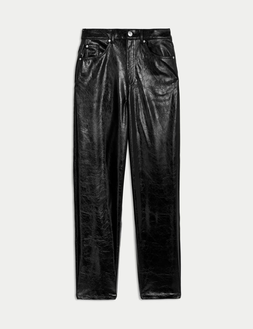 Leather Look Straight Leg Ankle Grazer Trousers 2 of 4