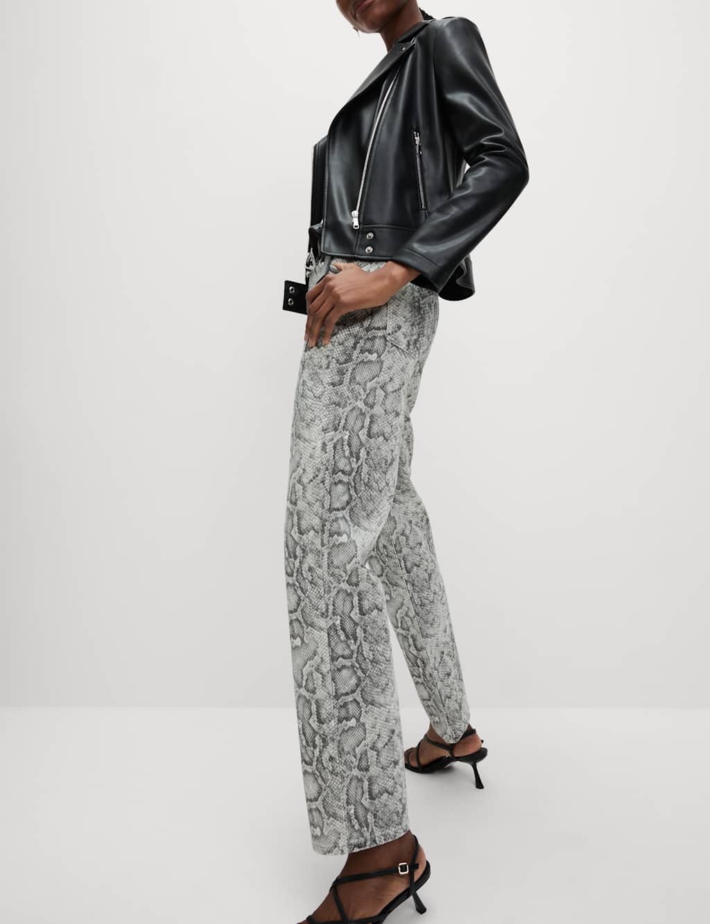 High Waisted Animal Straight Leg Jeans 4 of 5