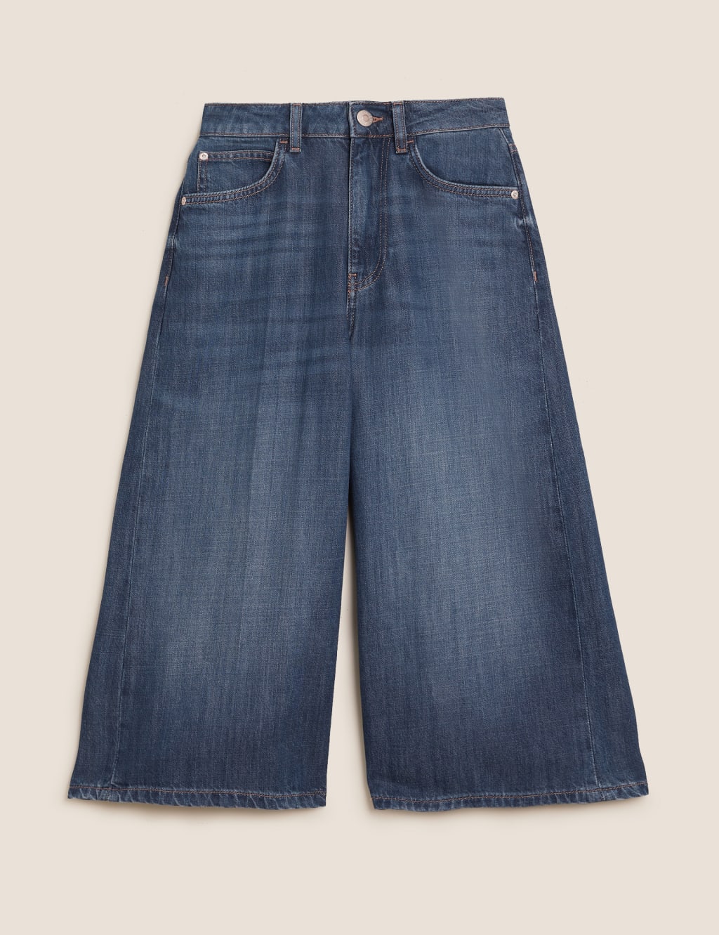 Denim Cropped Culottes 2 of 5