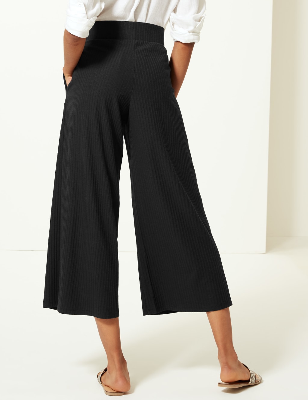 Textured Wide Leg Jersey Cropped Culottes 3 of 5