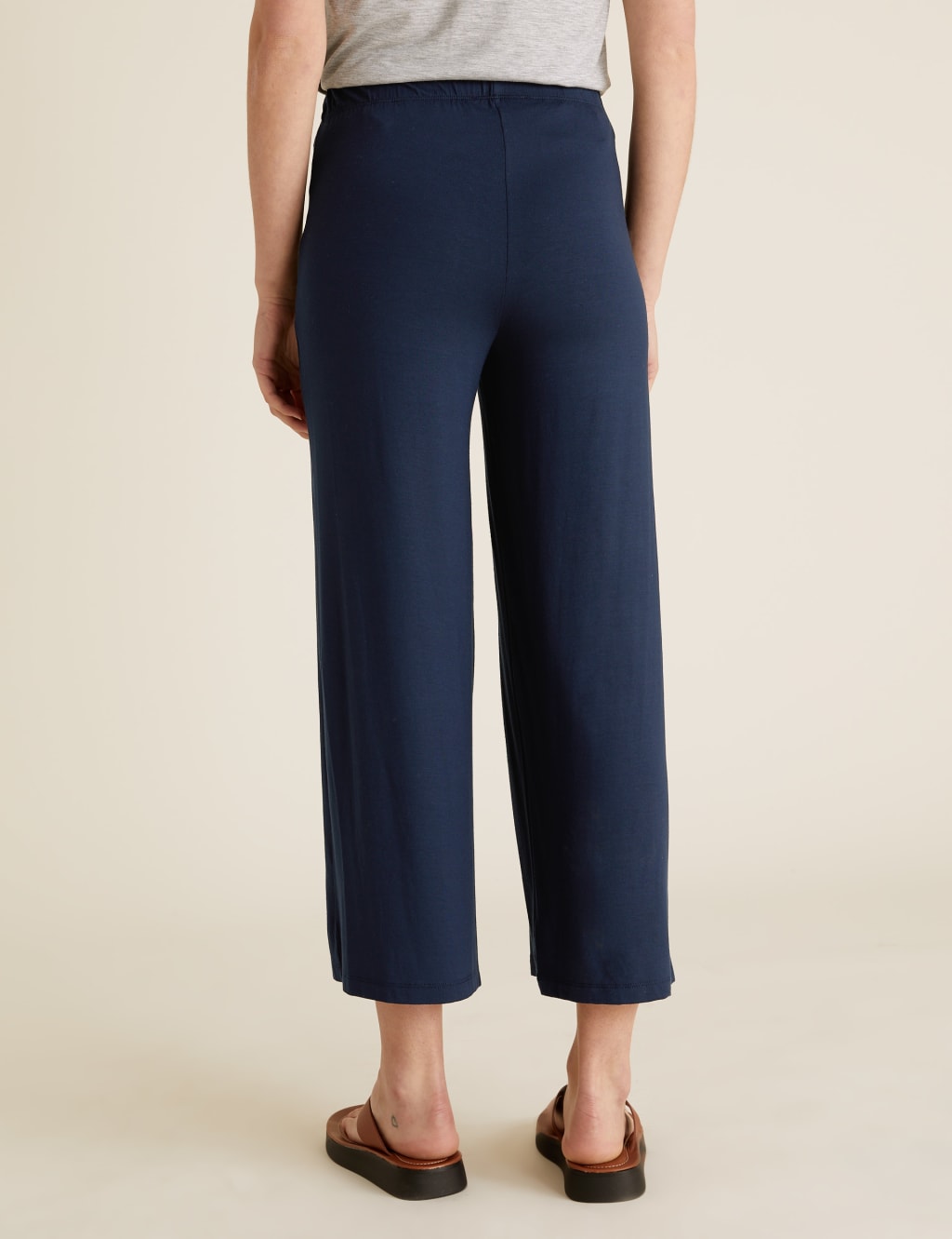 Jersey Wide Leg Cropped Trousers M S Collection M S