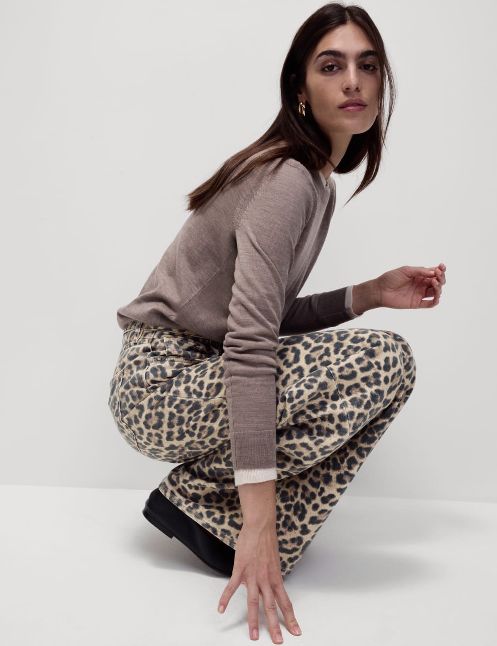Animal Print Wide Leg Jeans 3 of 5