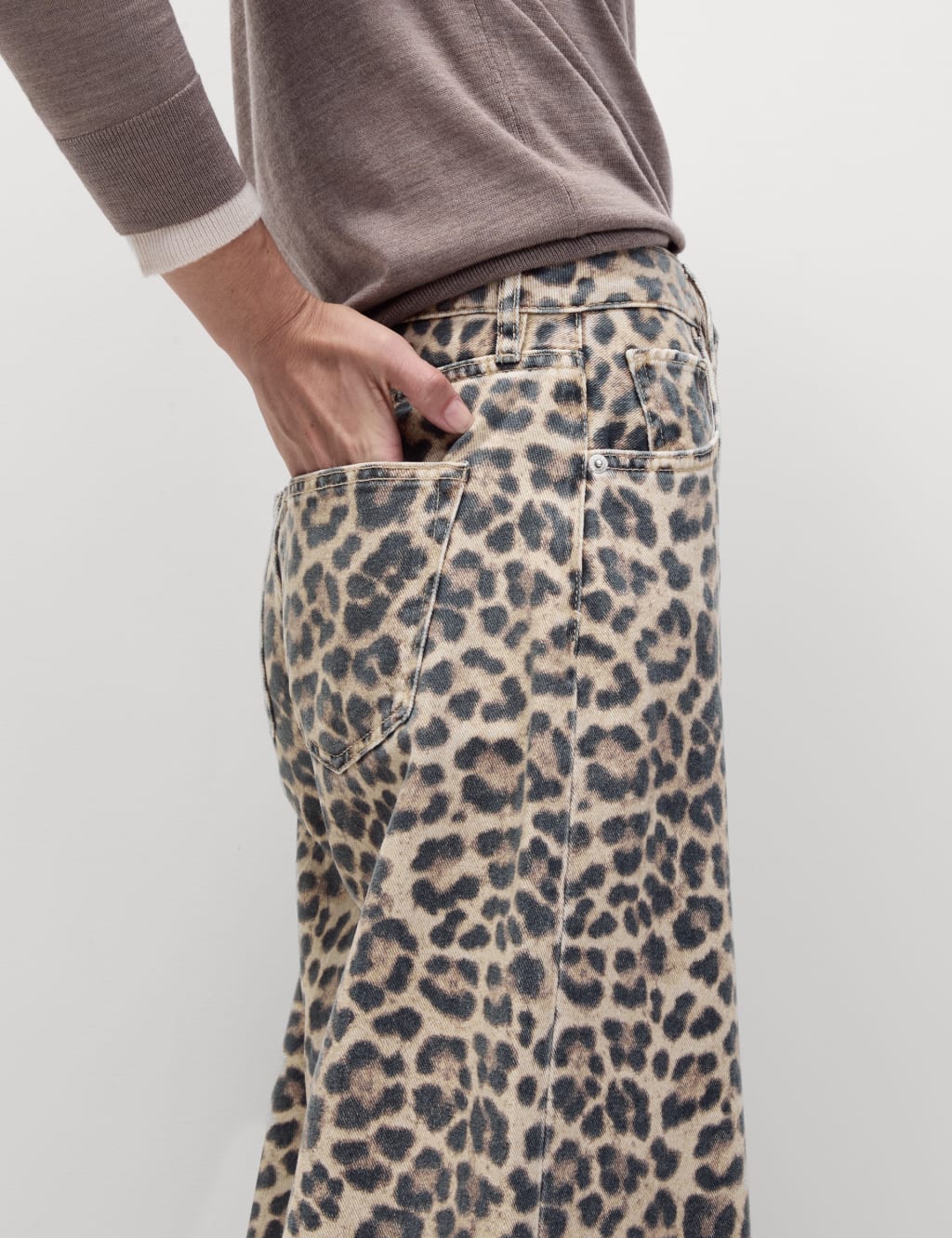Jeans with leopard stripe sales