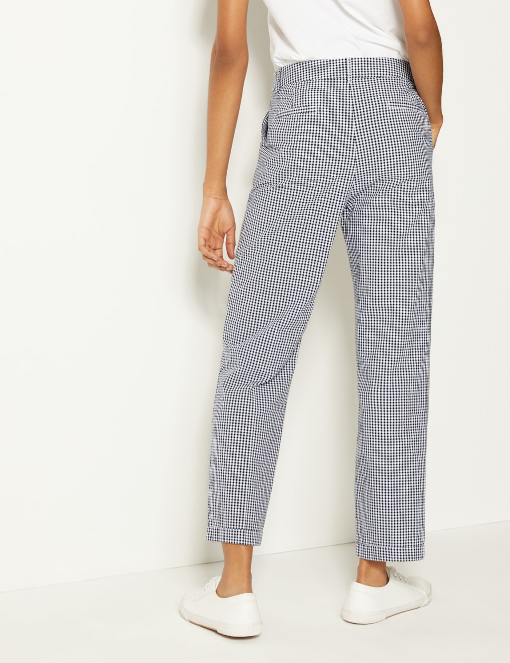 Pure Cotton Checked Peg Trousers 3 of 5