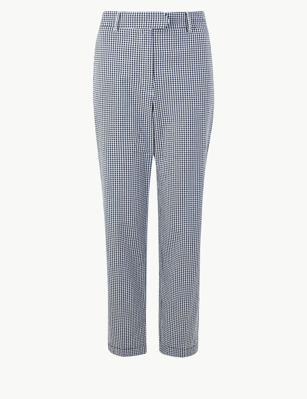Pure Cotton Checked Peg Trousers 2 of 5