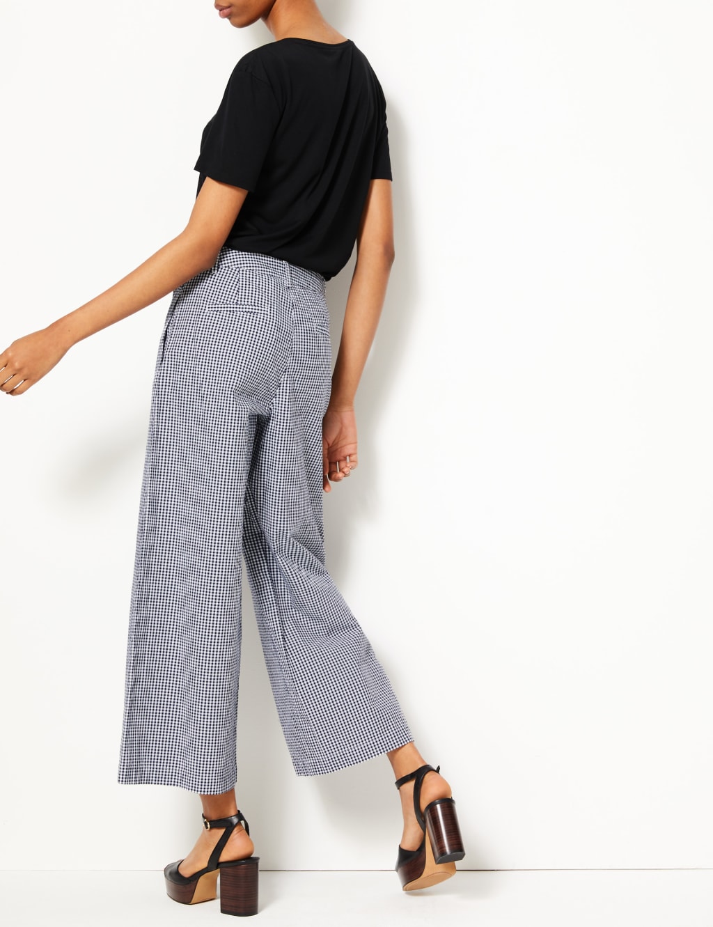 Pure Cotton Checked Cropped Culottes 4 of 6