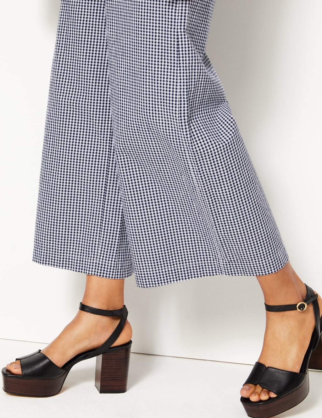 Pure Cotton Checked Cropped Culottes 6 of 6
