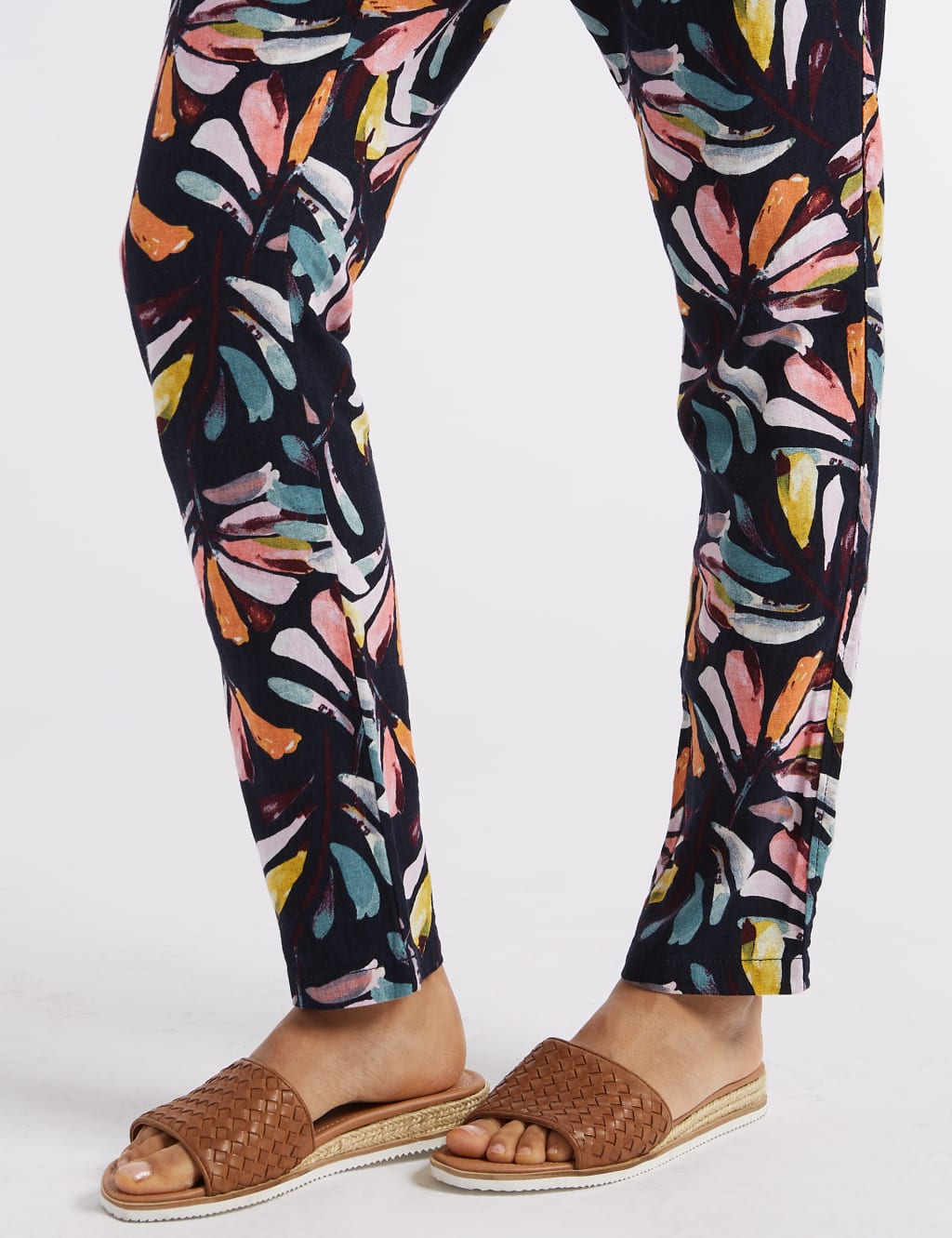 Linen Rich Floral Print Tapered Leg Trousers 6 of 6