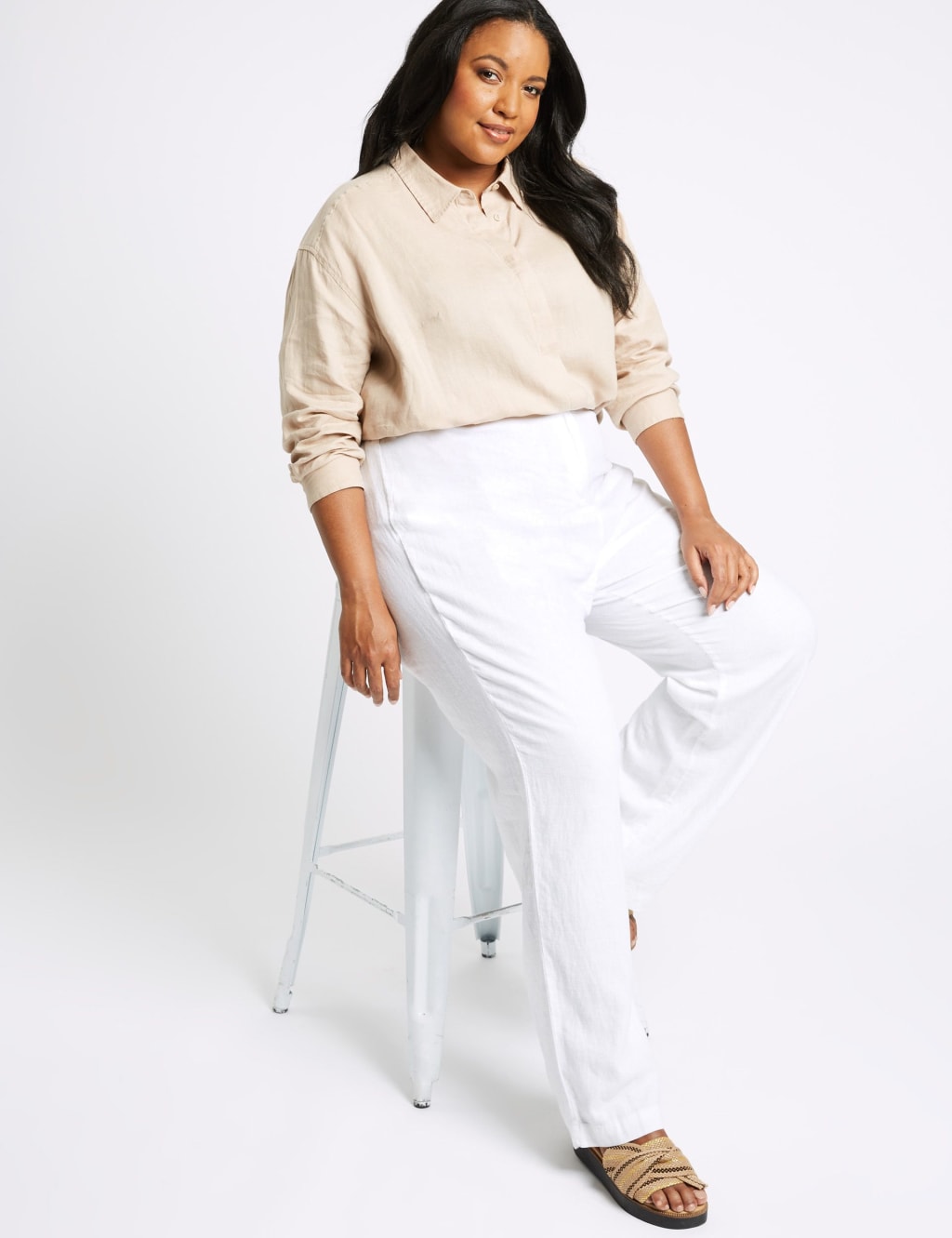 CURVE Linen Rich Wide Leg Trousers 3 of 6