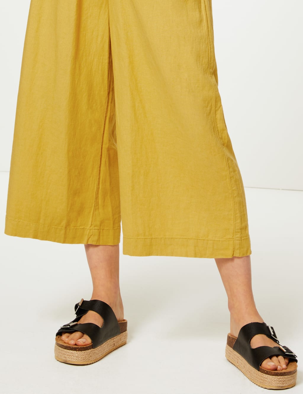 Linen Rich Wide Leg Cropped Trousers M S Collection M S
