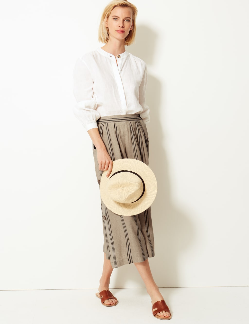 Striped cropped trousers top
