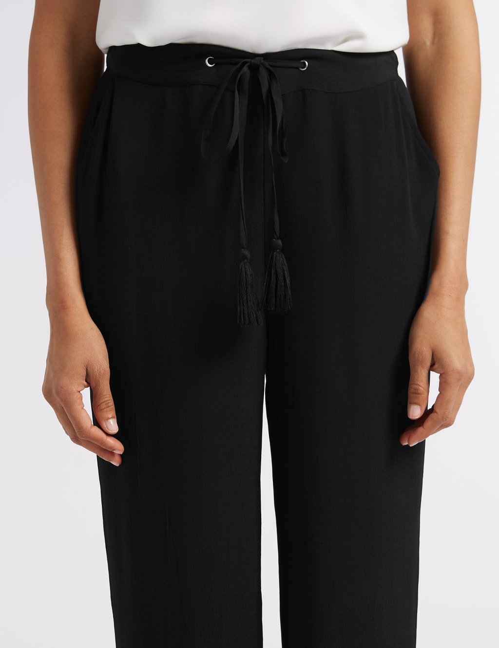 Embroidered Hem Wide Leg Flared Trousers 5 of 6