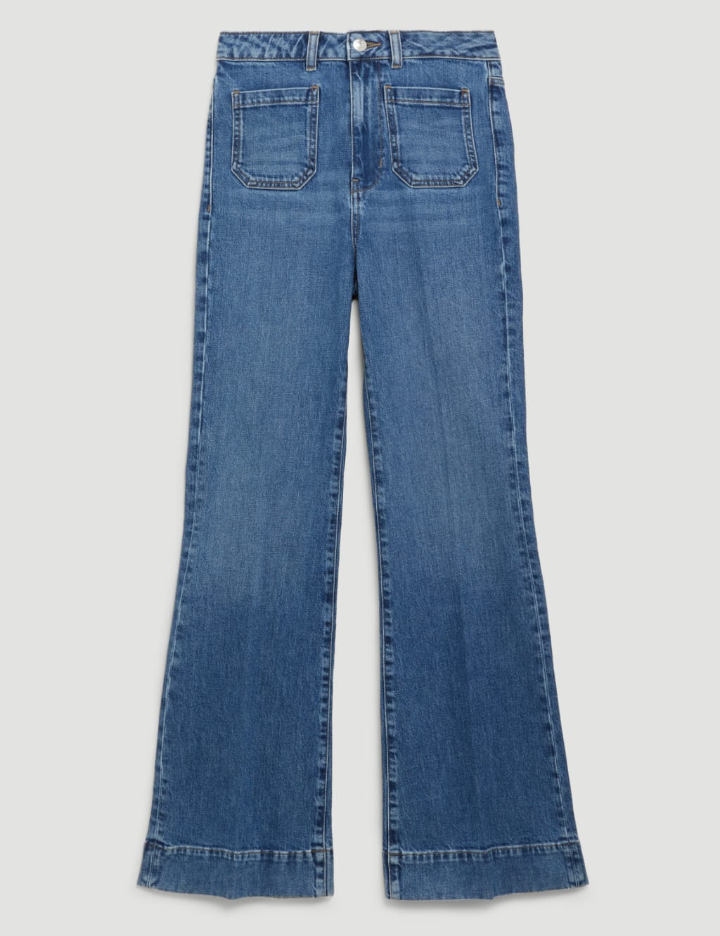 Patch Pocket Flare High Waisted Jeans 2 of 5