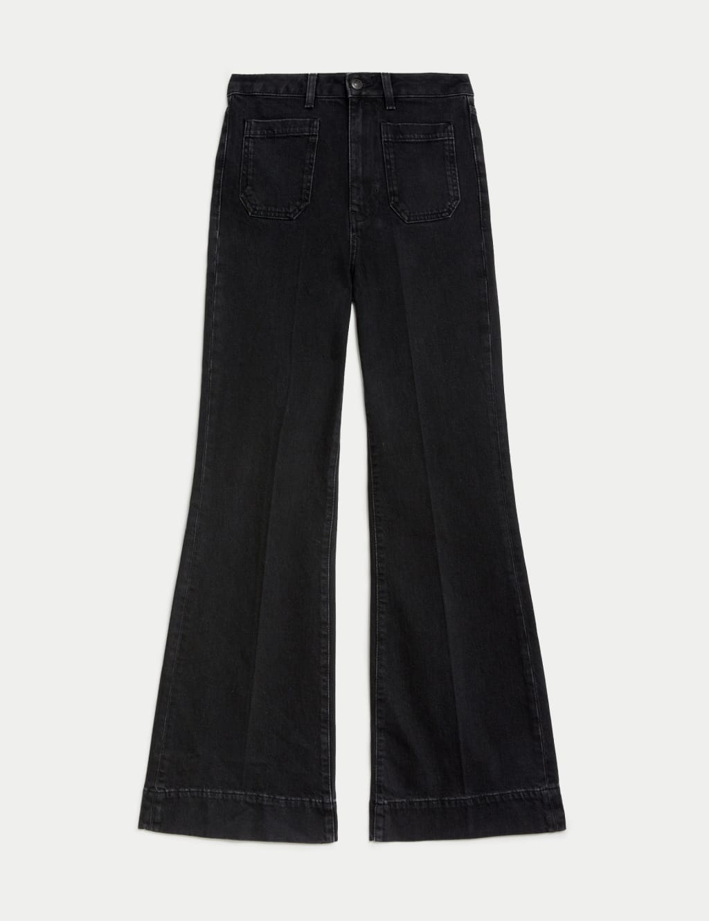 Patch Pocket Flare High Waisted Jeans M S Collection M S