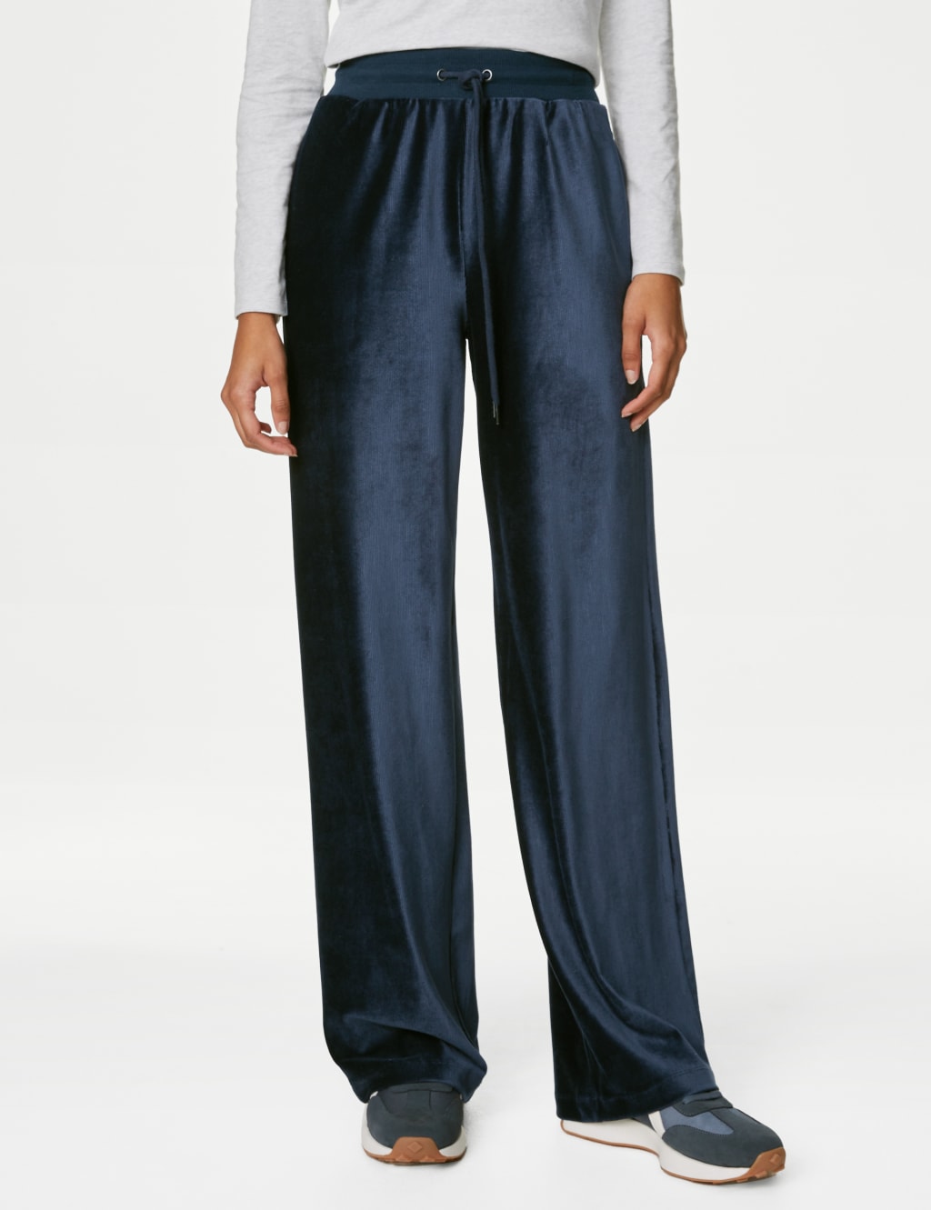 Velvet wide leg joggers online