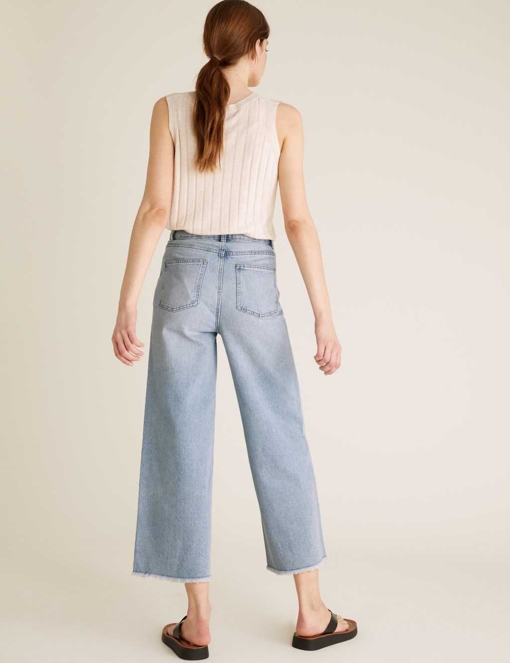 High Waisted Wide Leg Cropped Jeans 4 of 6
