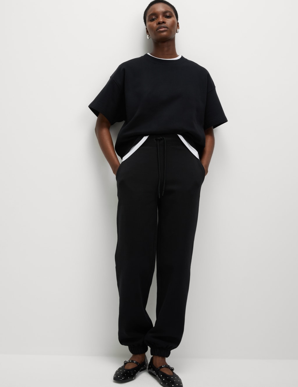 Cotton Rich Drawstring Cuffed Joggers M S Collection M S