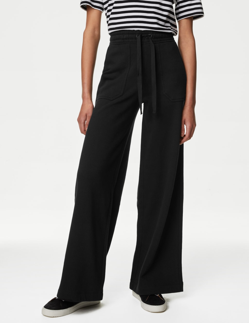 Cotton Rich Brushed Wide Leg Joggers M S Collection M S