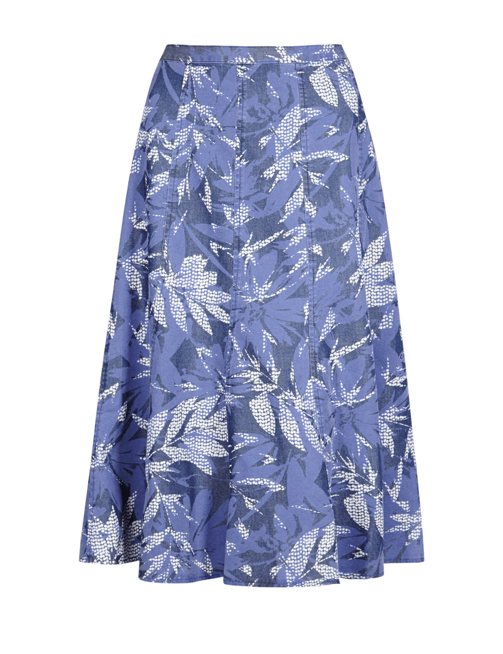 Leaf Print Calf Length Denim Skirt 2 of 4