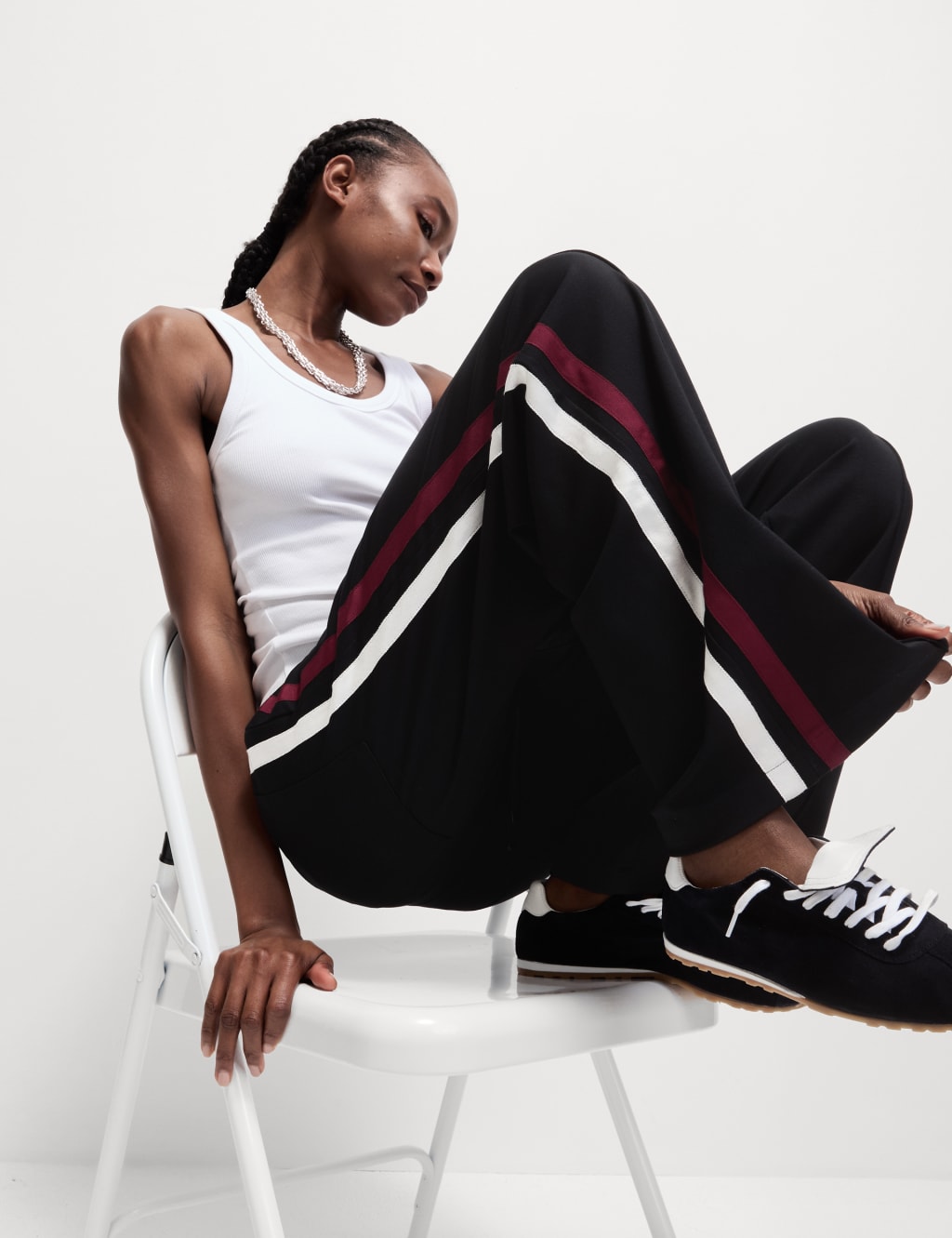 Striped jersey trousers discount