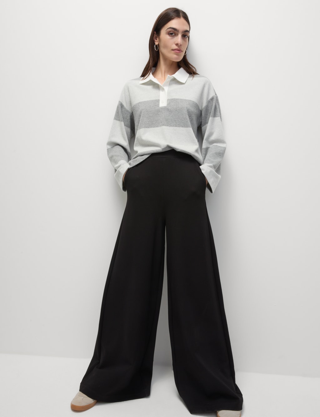 Ponte Palazzo Wide Leg Joggers M S Collection M S
