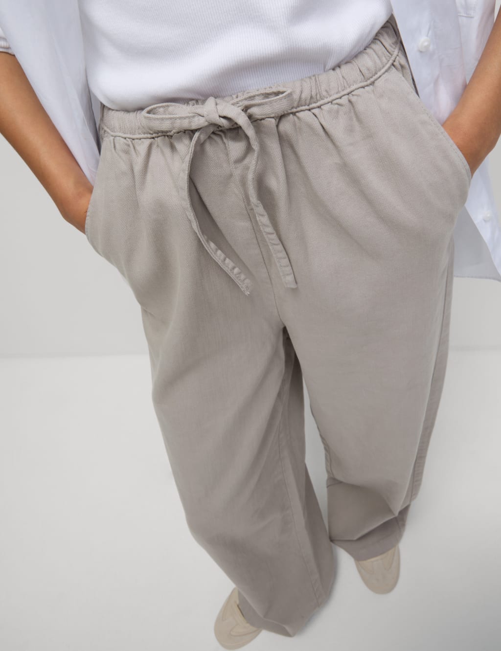Denim Drawstring Wide-Leg Trousers 3 of 5