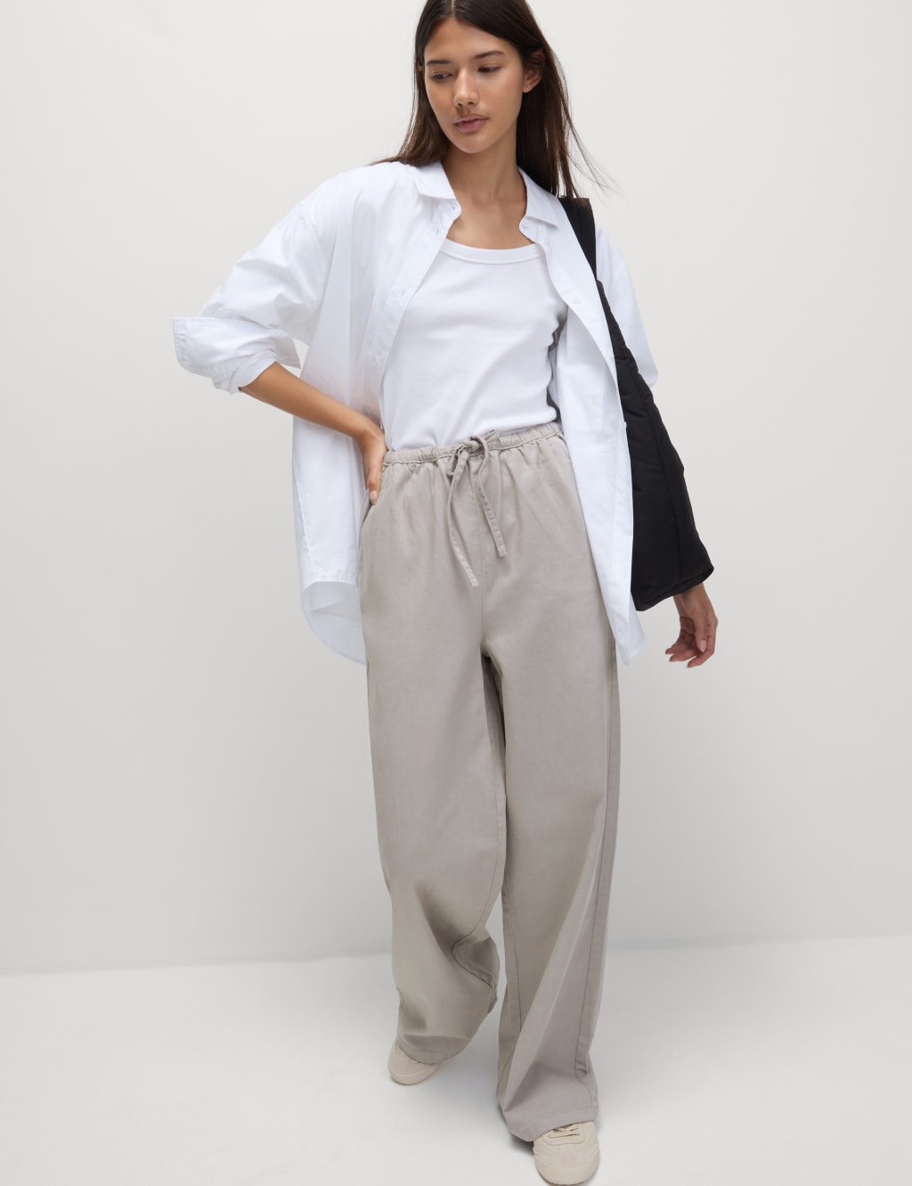 Denim Drawstring Wide-Leg Trousers 4 of 5