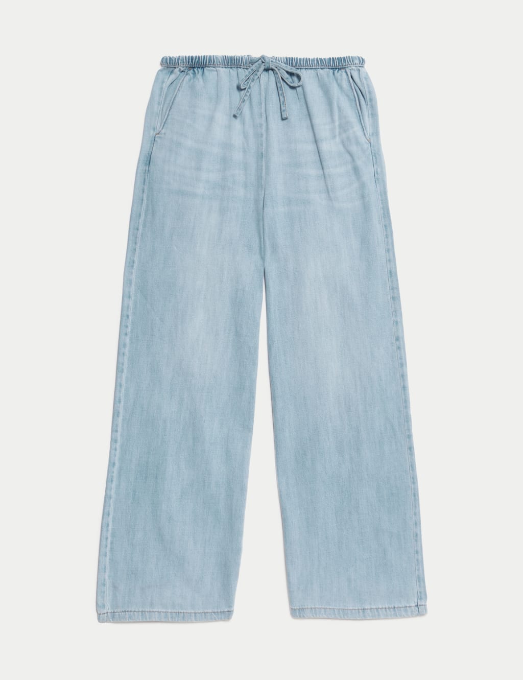 Denim Drawstring Wide-Leg Trousers 2 of 5
