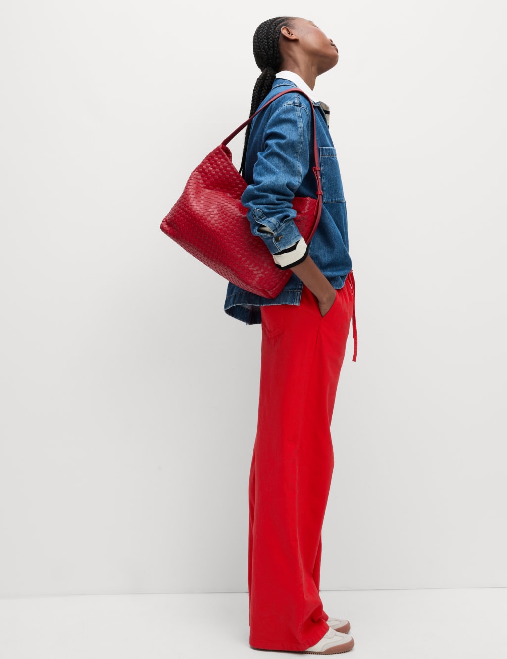 Denim Drawstring Wide-Leg Trousers 3 of 7