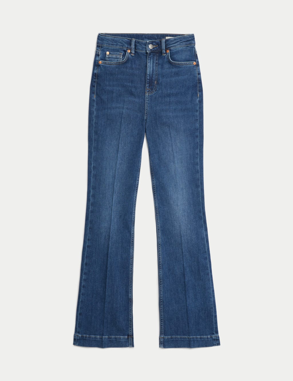 High Waisted Crease Front Slim Flare Jeans M S Collection M S