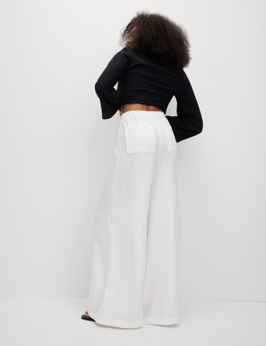 Pure Linen Palazzo Trousers 4 of 4