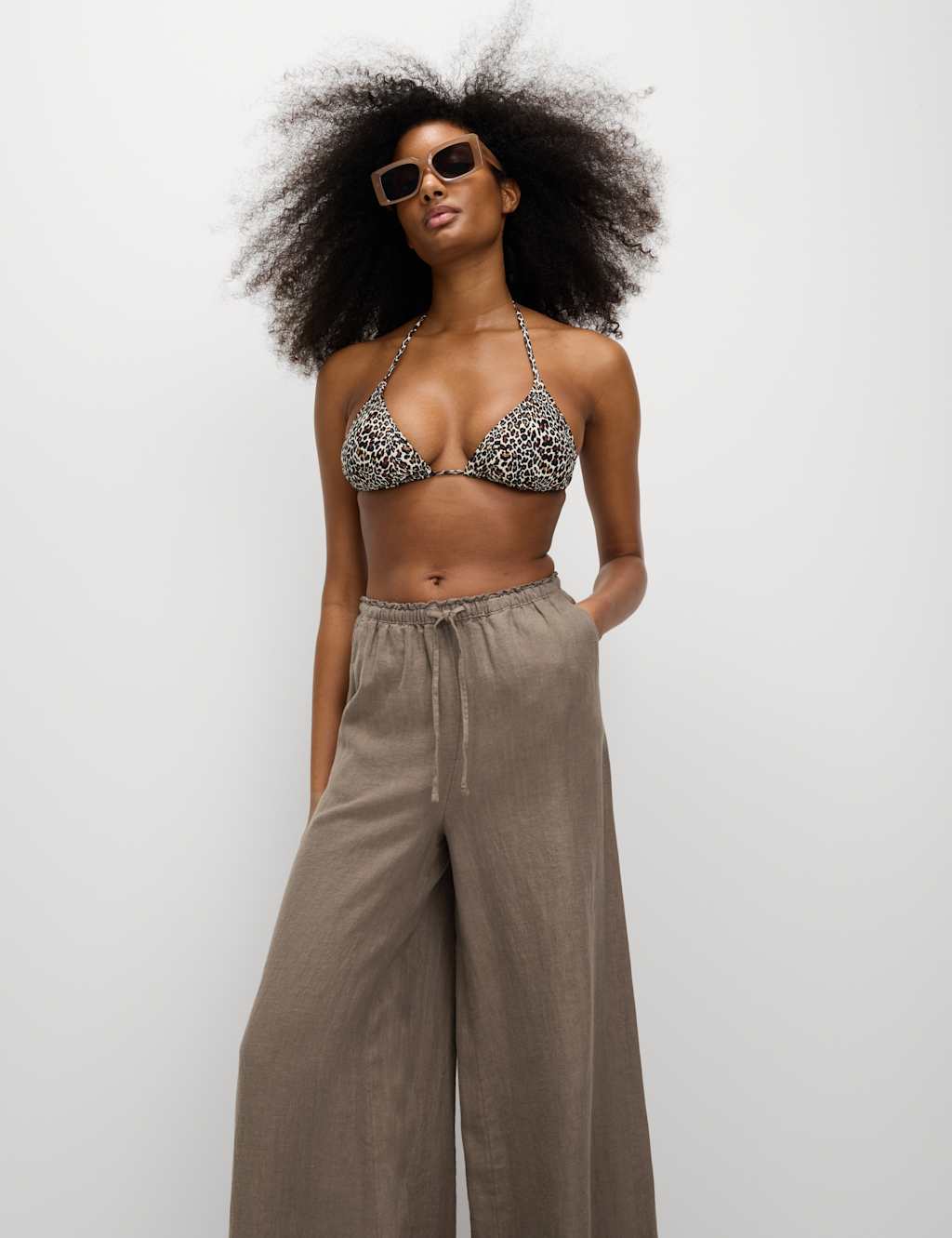 Pure Linen Palazzo Trousers 2 of 4