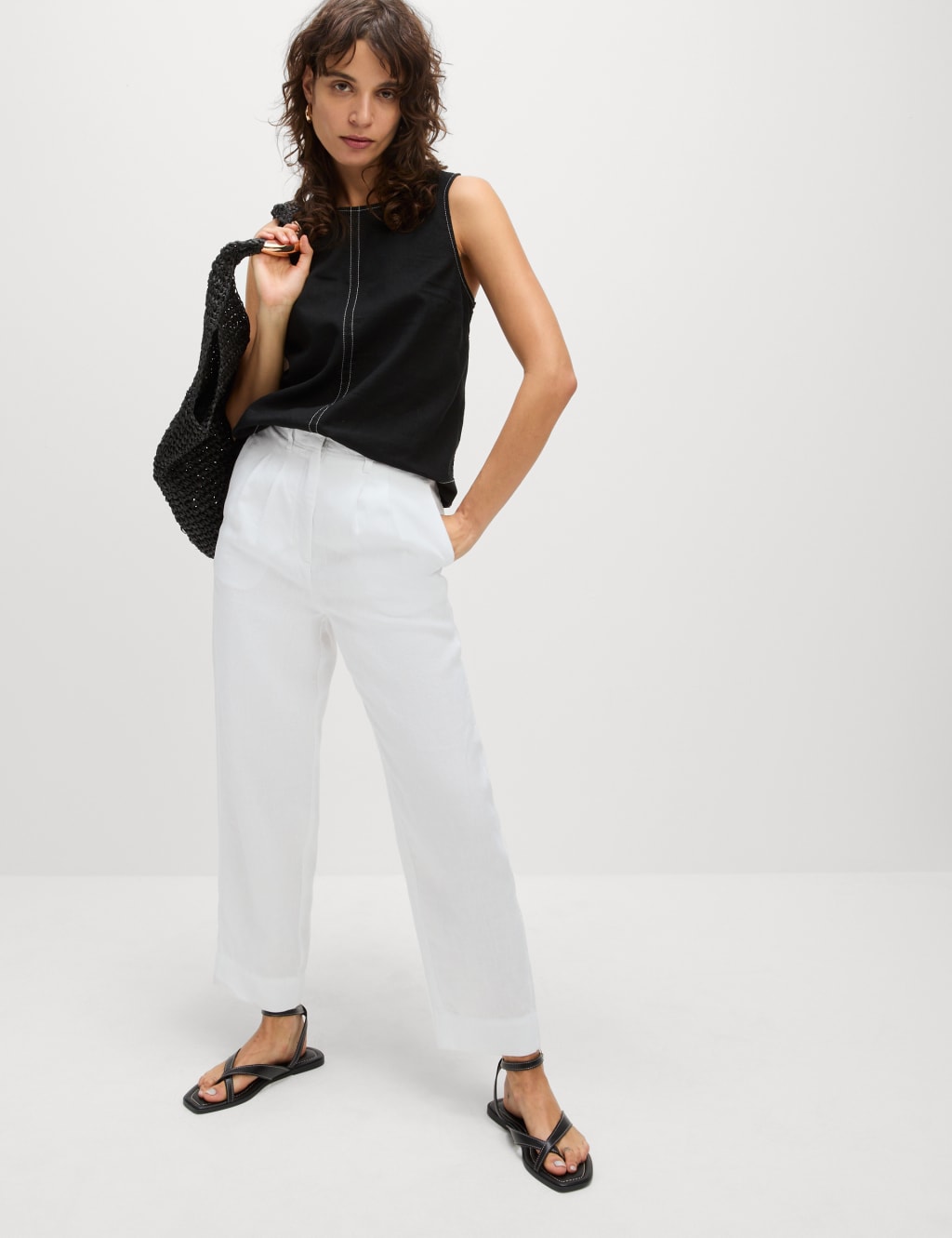 Pure Linen Tapered Trousers 3 of 5