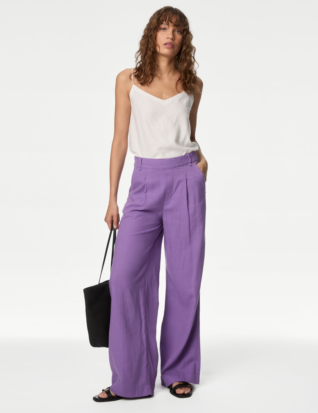 Linen Rich Wide Leg Trousers 3 of 5