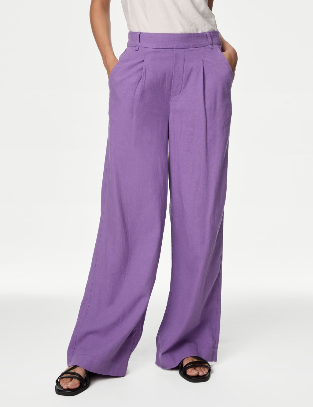 Linen Rich Wide Leg Trousers 4 of 5