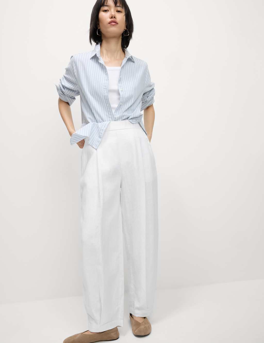 Pure Linen Carrot Leg Trousers 3 of 5