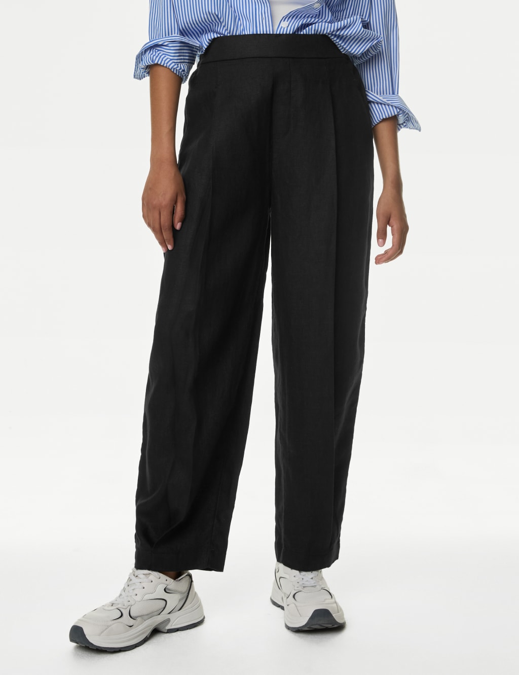 Pure Linen Carrot Leg Trousers 3 of 5