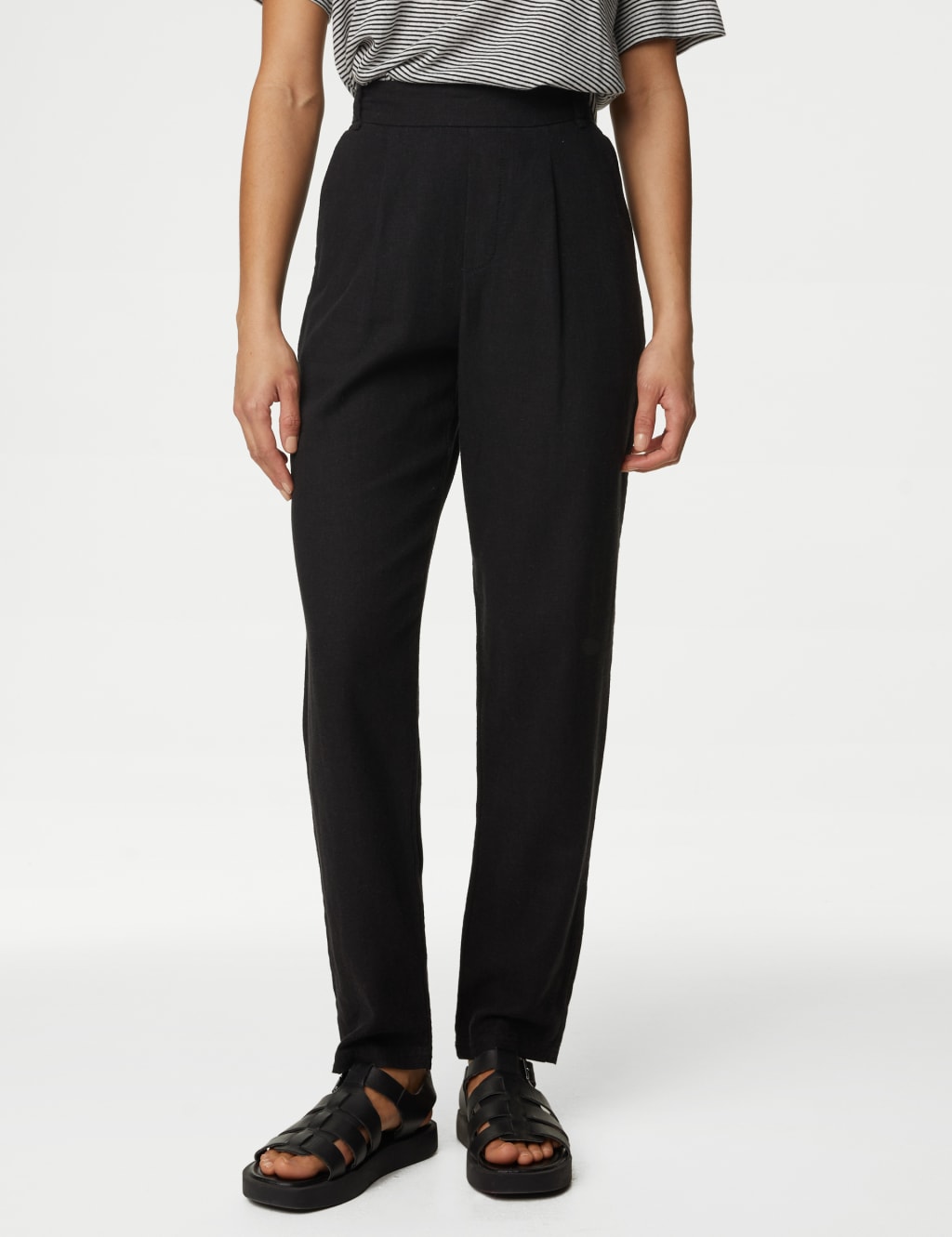 Linen Rich Tapered Trousers M S Collection M S