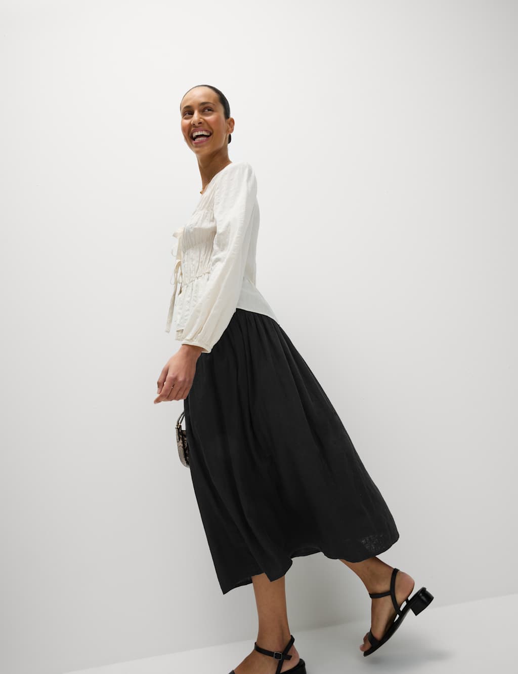 Linen Rich Maxi A-Line Skirt 4 of 5