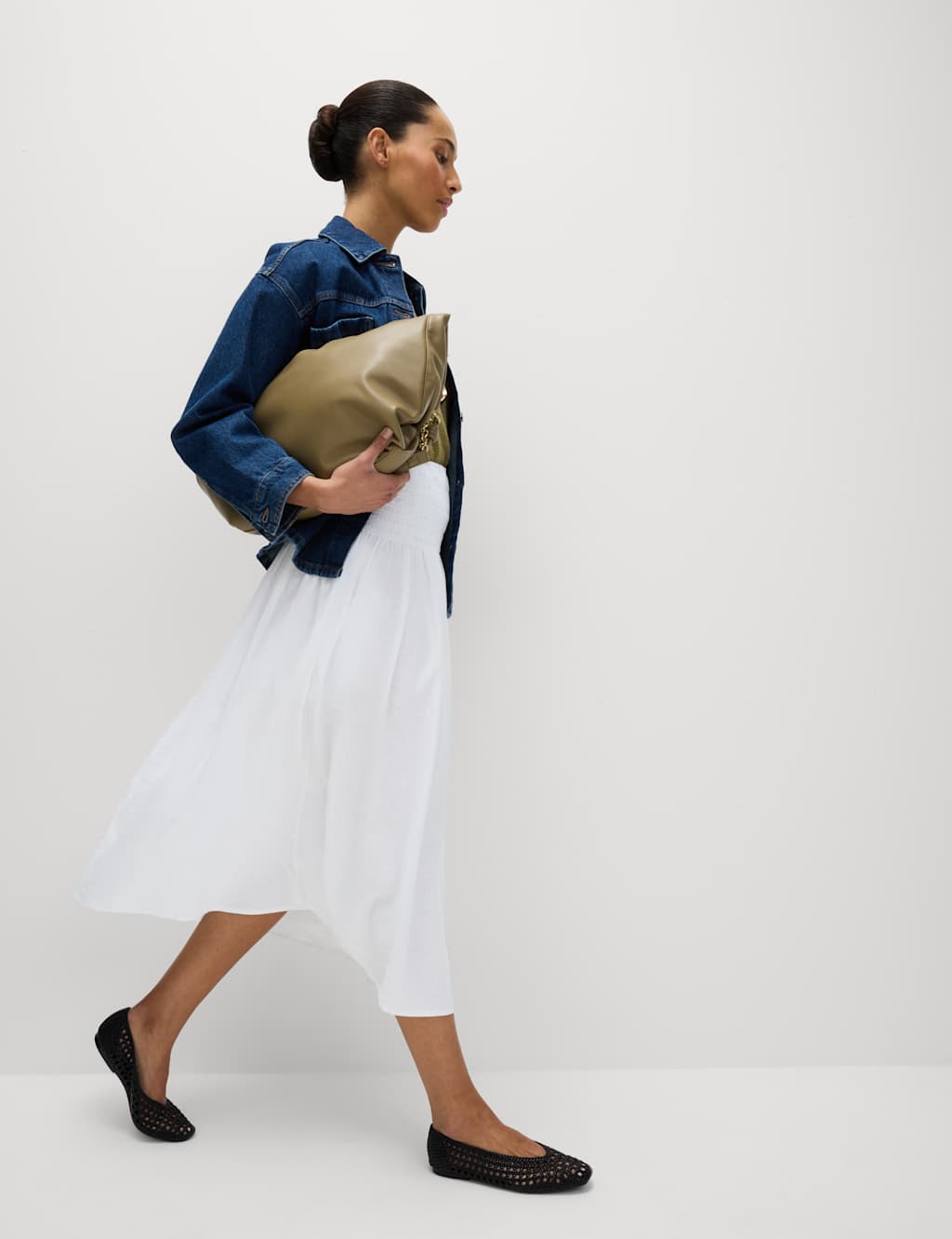 Linen Rich Maxi A-Line Skirt 3 of 5