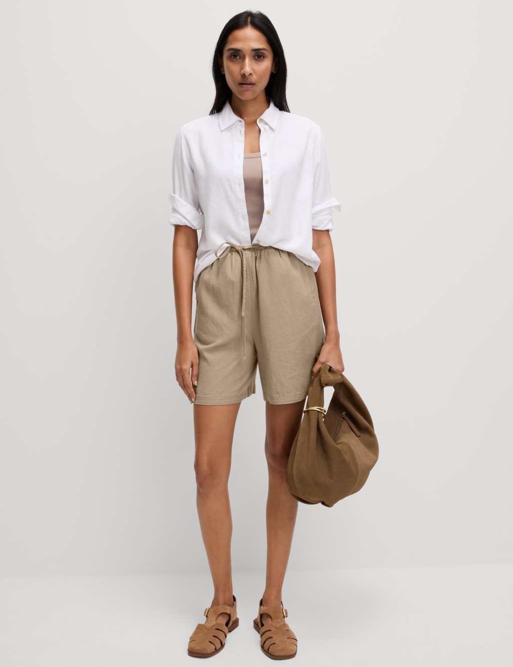 Linen Rich High Waisted Shorts 3 of 6