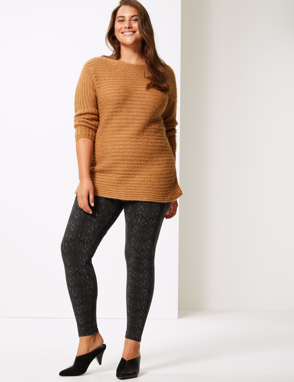 CURVE Animal Print Cotton Rich Leggings M S Collection M S