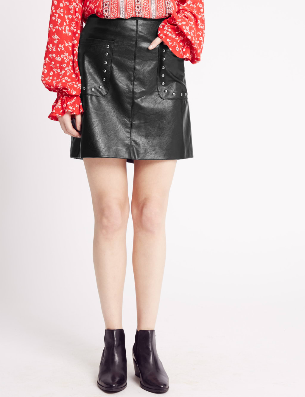 Pocket Detail A-Line Mini Skirt 1 of 4