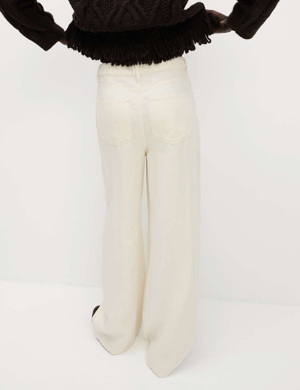 Linen Blend Denim Wide Leg Trousers 5 of 6