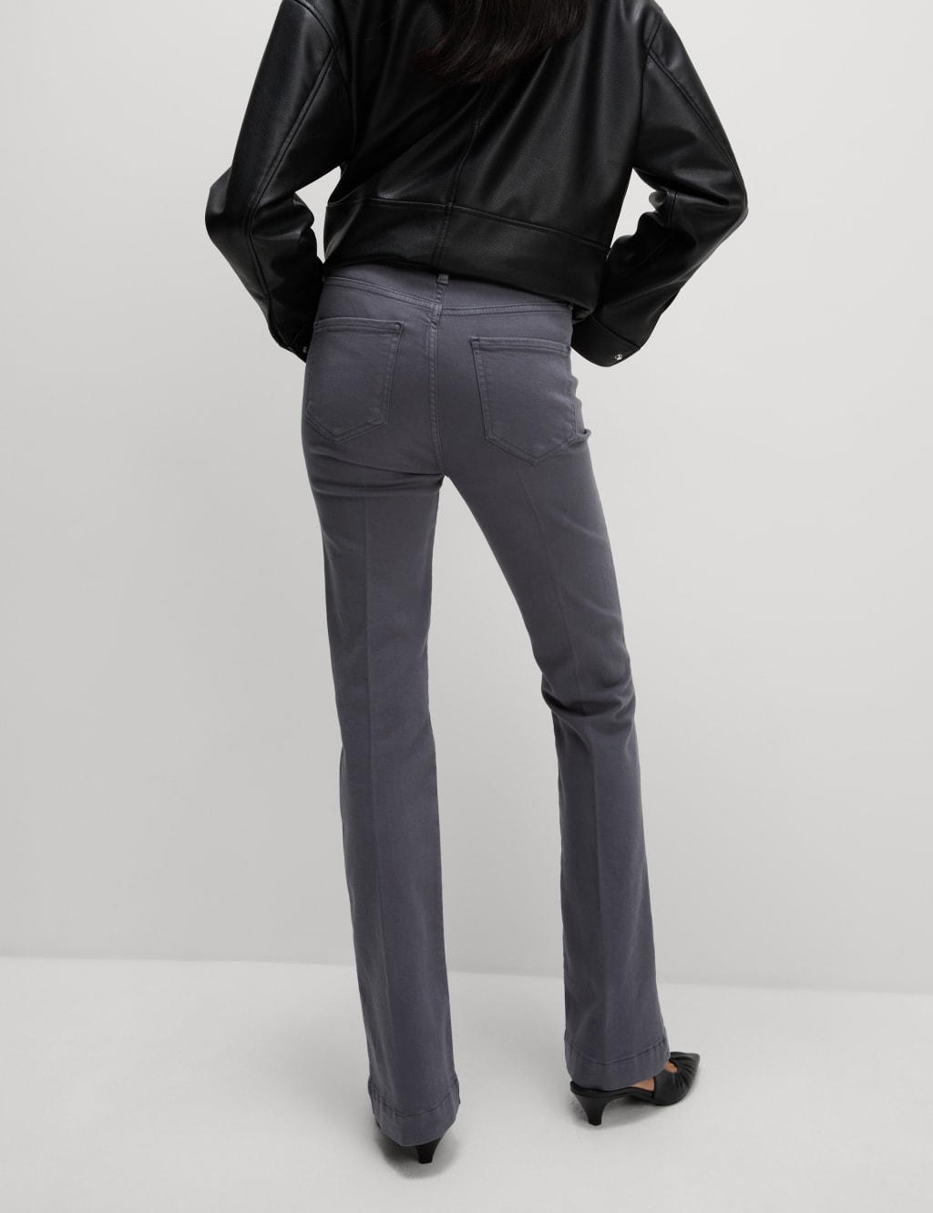 High Waisted Crease Front Slim Flare Jeans 3 of 5