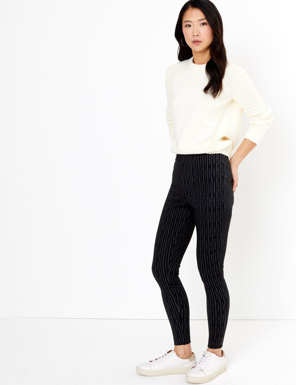 Pinstripe High Waist Leggings 1 of 5