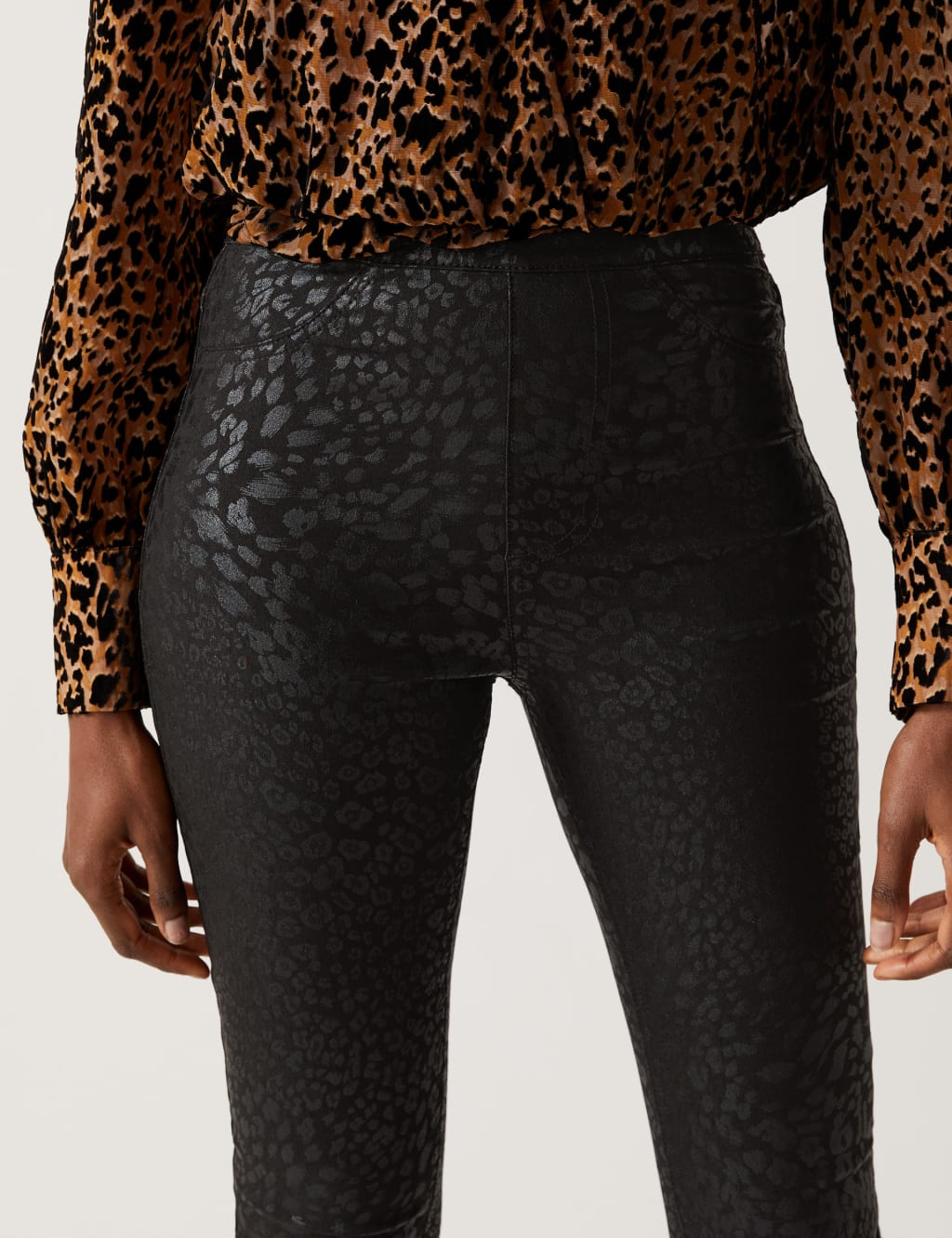 Printed Coated High Waisted Jeggings M S Collection M S