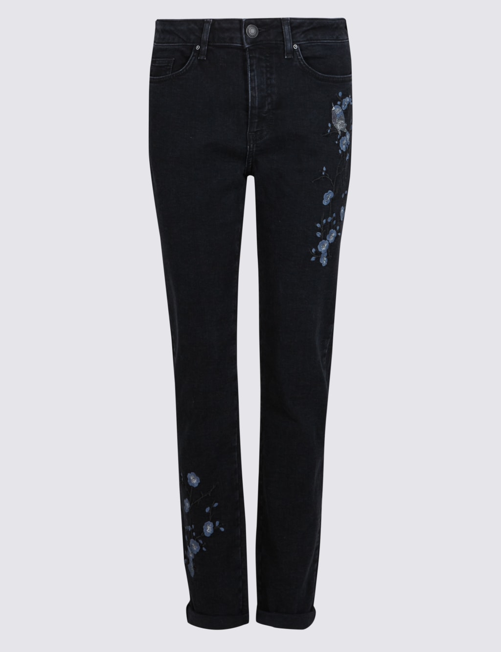 Embroidered Mid Rise Slim Leg Jeans 2 of 6
