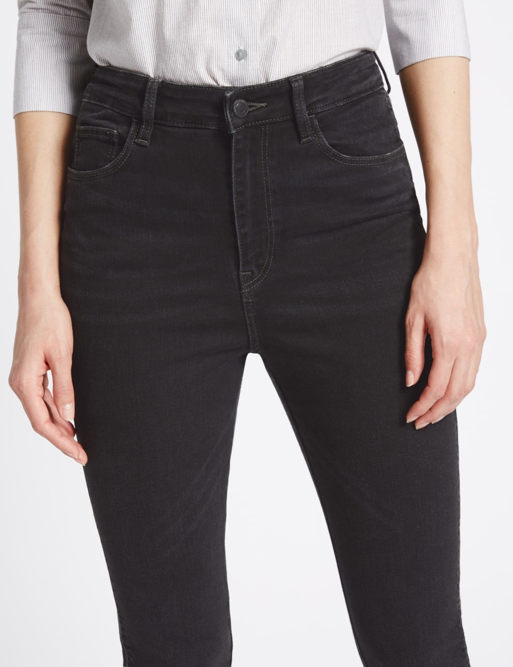 Frayed Hem High Waist Skinny Leg Jeans M S Collection M S